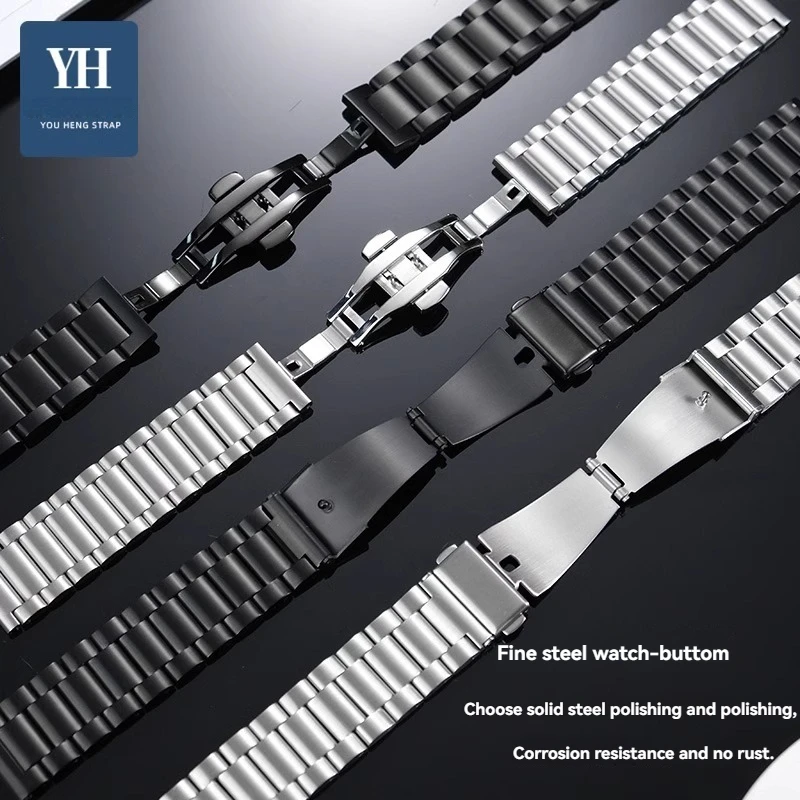 20 مللي متر 22 مللي متر سلسلة ساعات من الفولاذ المقاوم للصدأ لسلسلة TIMEX T49905 T49963 TW2V62400 سوار معصمه حزام معدني أسود فضي