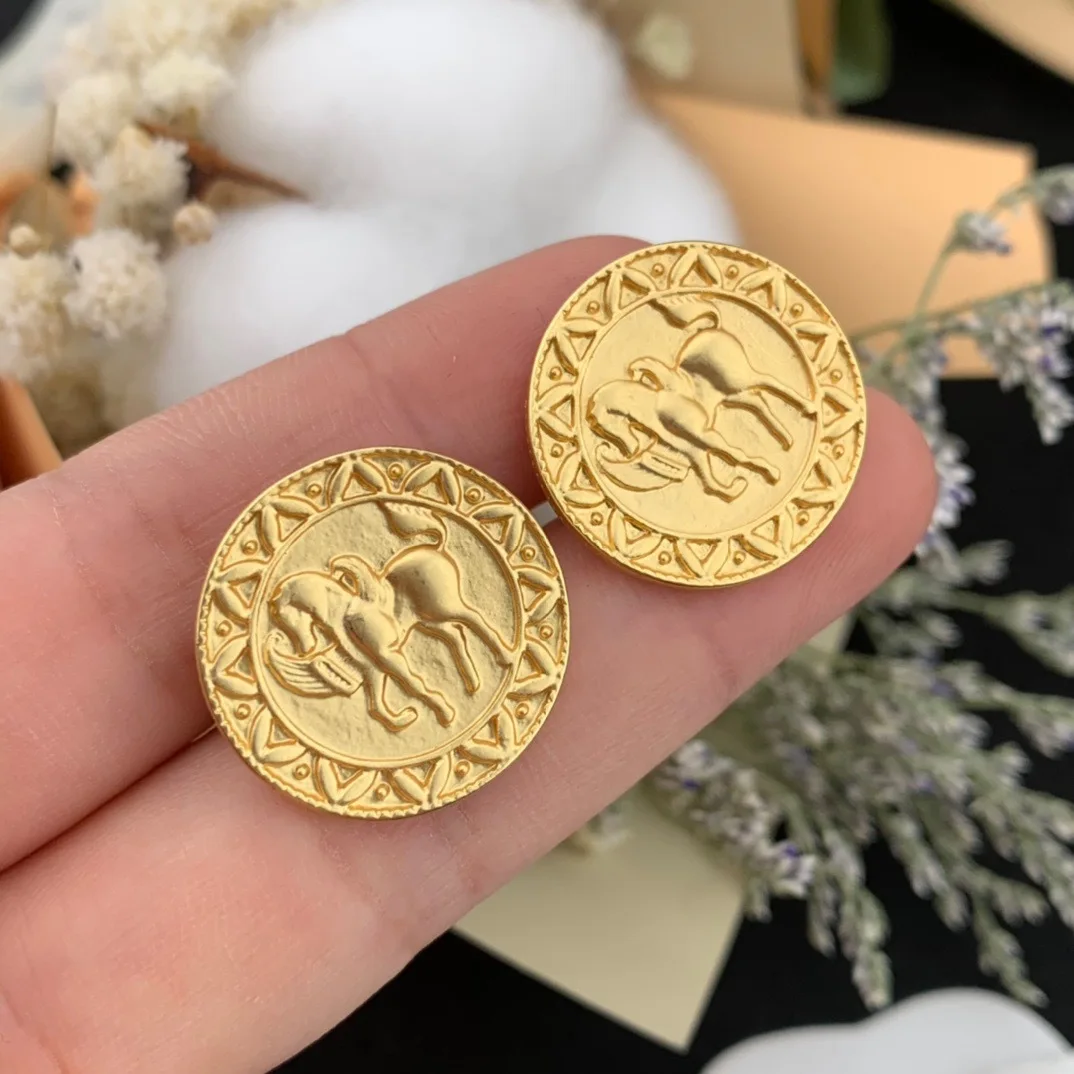 

European and American retro Greek coin earrings