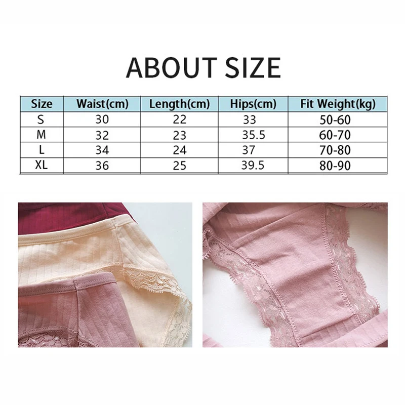 Women’s Cotton Lace Panties Seamless Lingerie Underpants Soft Ribbed Comfort Breathable Underwear Sexy Solid Color Panty Briefs
