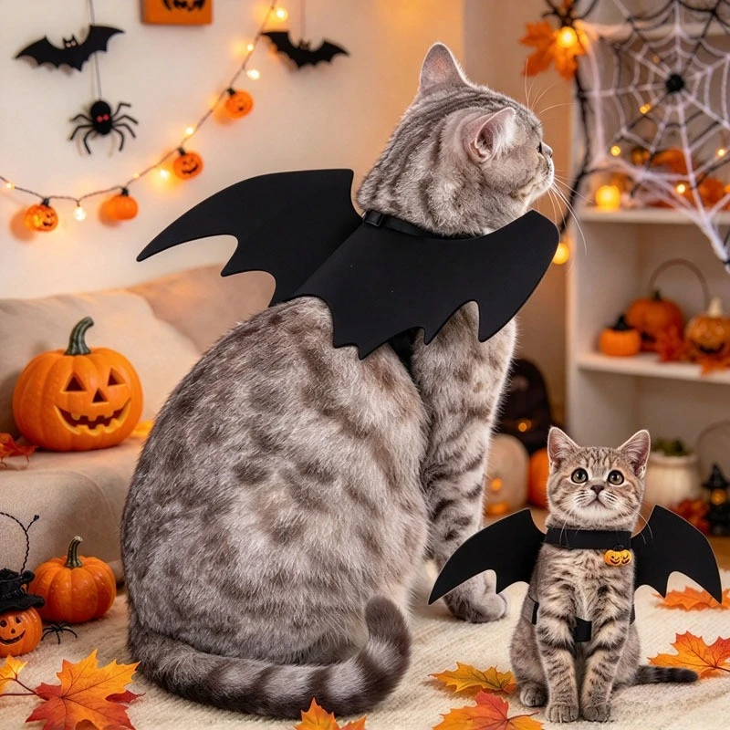 Halloween Felt Bat Wings Pet Outfit Cute Funny Costume for Small Dogs Cats Party Cosplay Accessories Dress Up Holiday Fun Animal