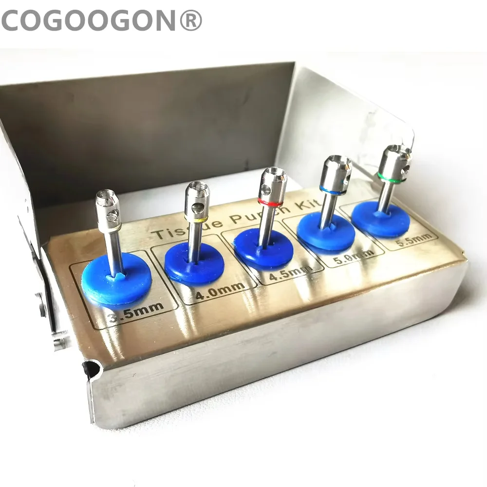 5pcs Dental Implant Tissue Punch Stainless Steel Gingival Ring Cutter Low Speed Handpiece Dentistry Surgical Instrument Tools