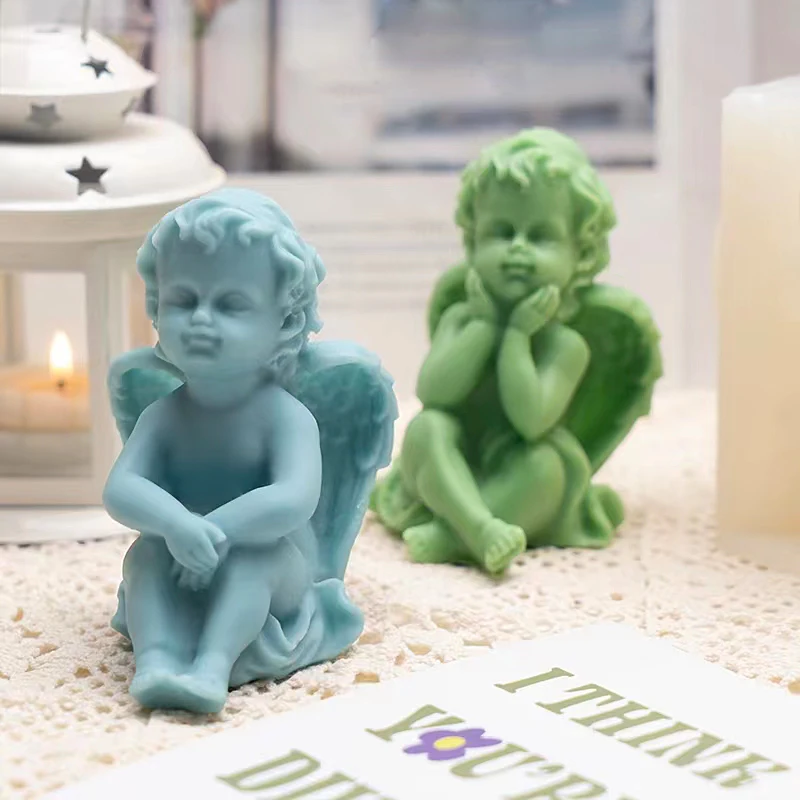 Big Size Angel Candle Silicone Mold DIY Handmade Cute Angel Baby Soap Gypsum Aromatherapy Epoxy Resin Making Mould Home Decor