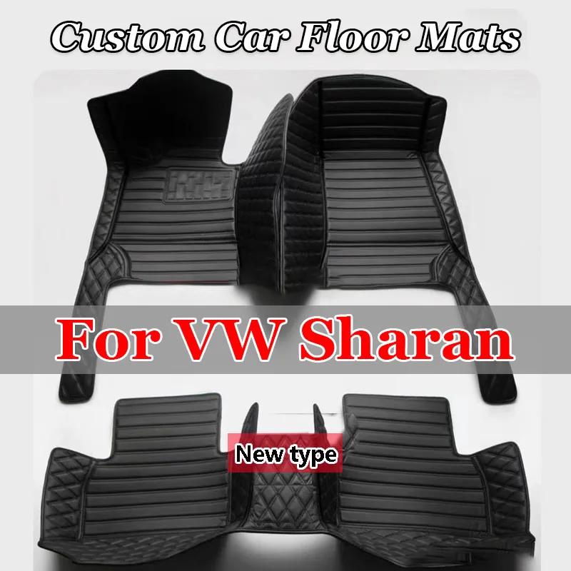 Car Floor Mats For Volkswagen VW Sharan 7N 7seat 2010~2022 Auto Leather Floor Mat Rugs Pad Interior Parts Car Accessories 2012