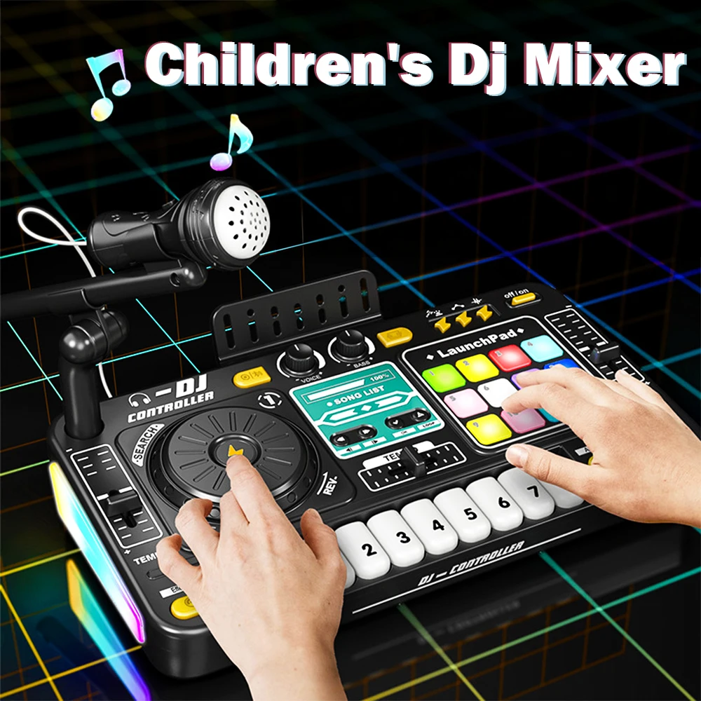 Elektronische DJ-muziekmixerinstrumenten voor kinderen met Bluetooth en microfoon Kindsimulatie DJ-controller Muziekspeler Verjaardagscadeau Speelgoed