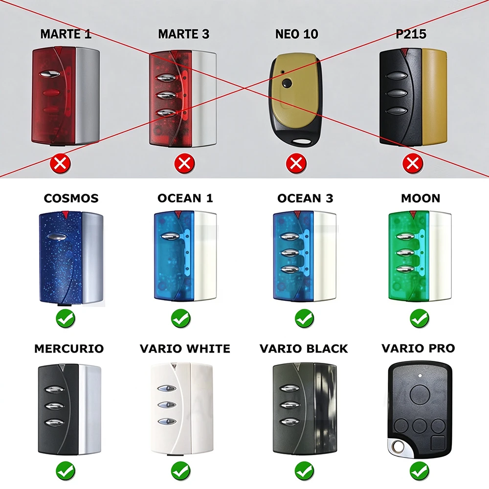 Replacement PUJOL VARIO PRO Garage Remote Control Gate Door Opener 433.92MHz For VARIO BLACK WHITE MERCURIO MOON COSMOS OCEAN