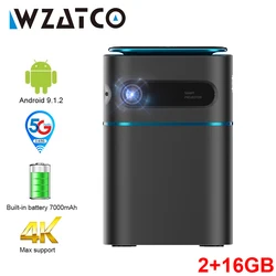 WZATCO-Proyector inteligente A8 DLP, dispositivo con Android 9,0, 5G, WiFi, compatible con 1080P, Full HD, 4K, LED, Mini Home Theater, HD, portátil