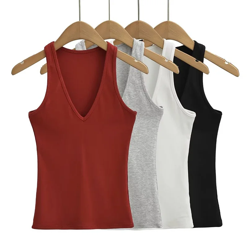 

2025 New Fashion Women's Sleeveless Vest V - Neck Design Comfortable Fabric Ideal for Layering or Wearing Alone y2k