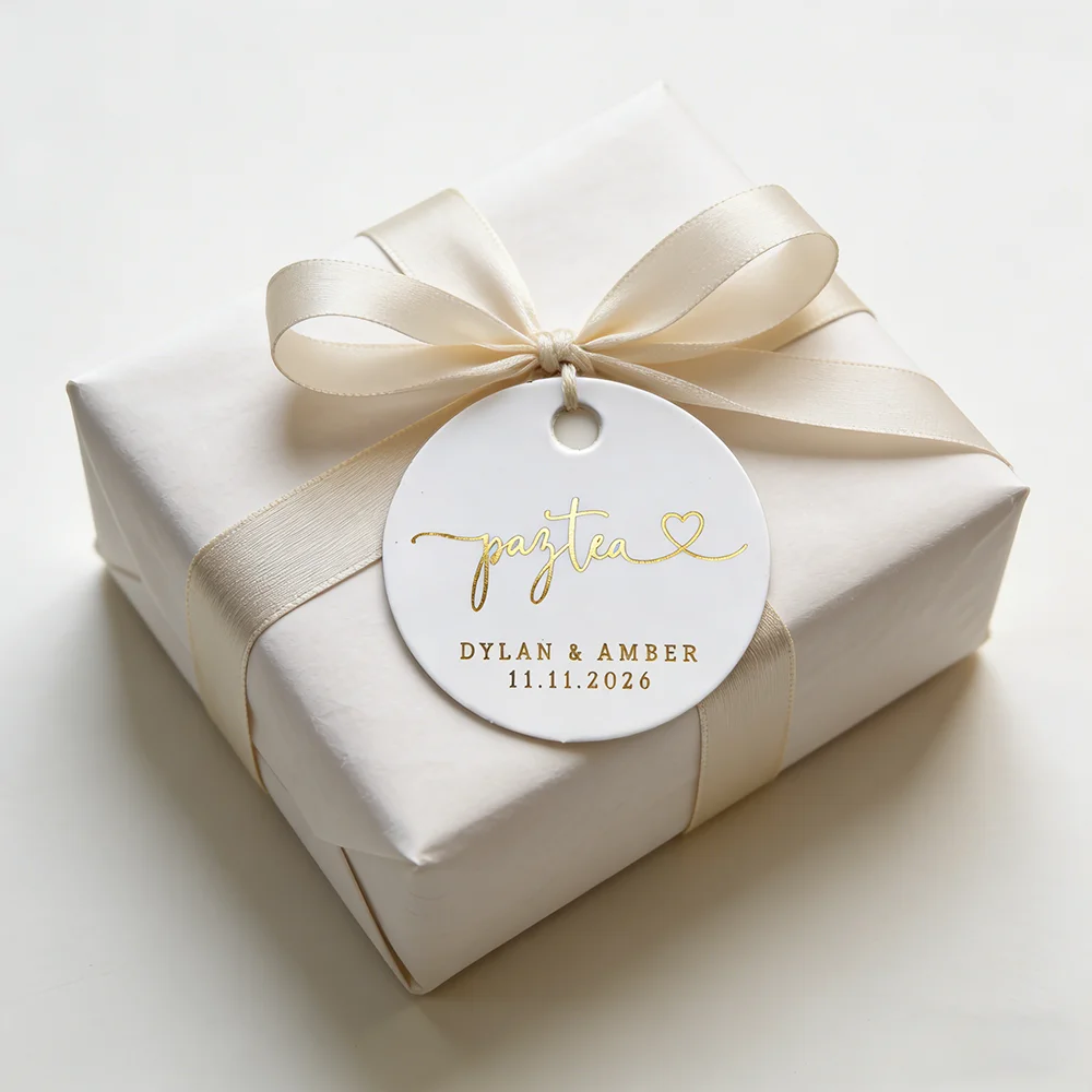 

35mm Circular Label Customization, Personalized Hang Tag, Gold Text, Hot Stamping Process, Any Text Can Be Customized