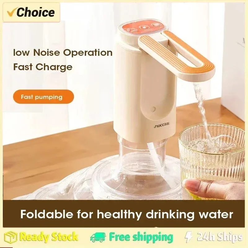 Mini Electric Foldable Drinking Fountain Water Bottle Pump Overflow Protection USB Type-C Charging For Carboy Kitchen Dining