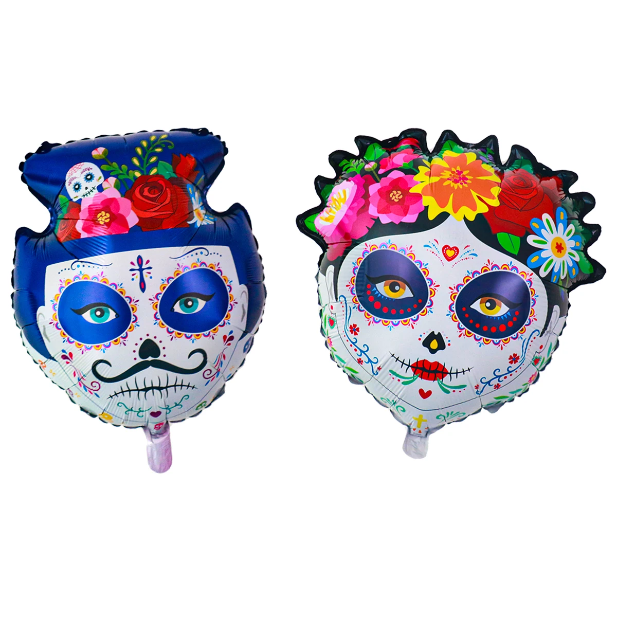 Ballons de crâne de fleurs colorées pour mariée et marié, 2 pièces, fête mexicaine d'halloween, mariage de crâne de sucre, décoration du jour des morts