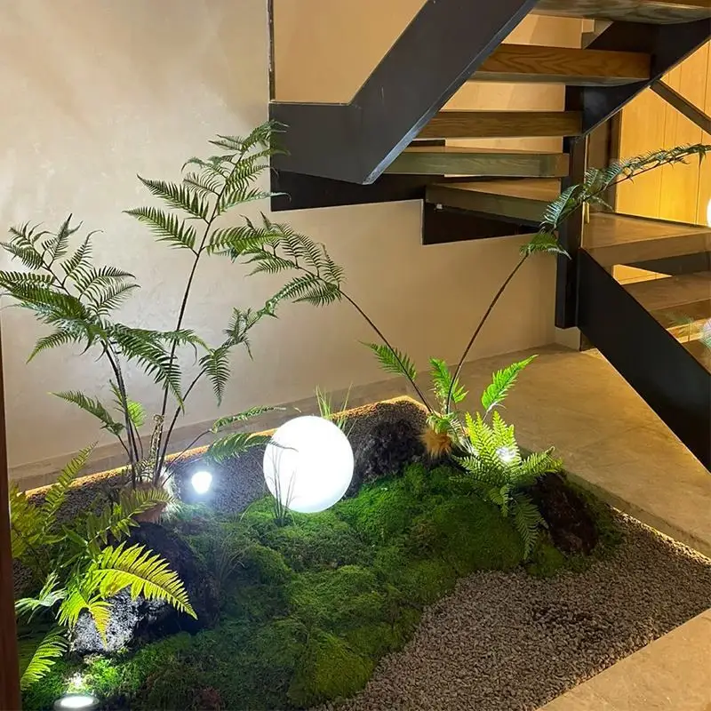 Simulated fern ornament combination under the stairs fake green plant landscape entrance courtyard decoration