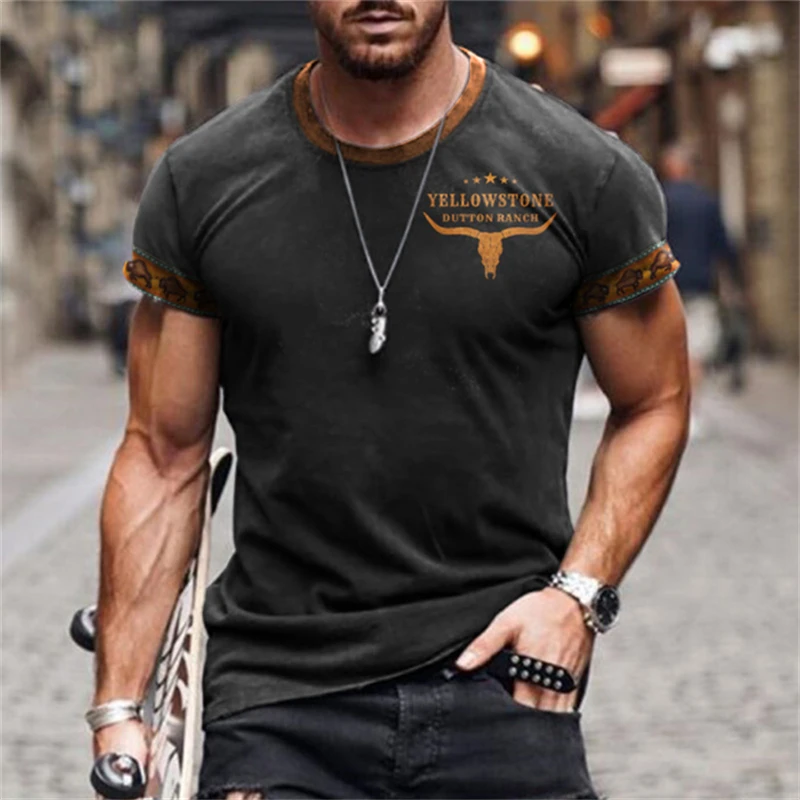 2024 New Men's Vintage T-shirt Personalized Sheep Head Print Breathable Quick Drying High Quality Casual Shirt - Leeved Street