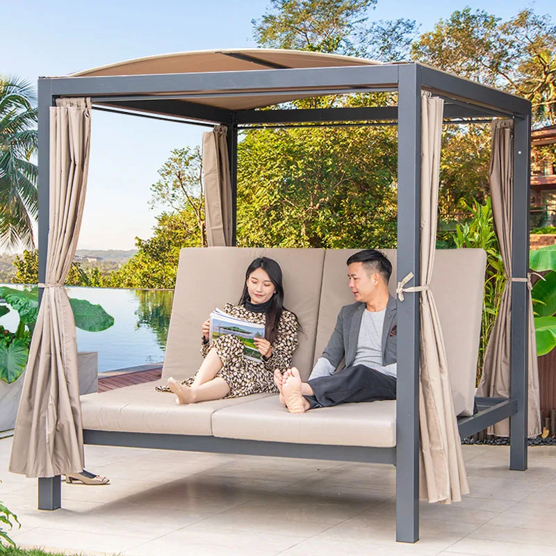 1Outdoor Daybed Villa Garden Court Farmhouse Resort Pavilion Rocking Chair Outdoor Double Pool Daybed