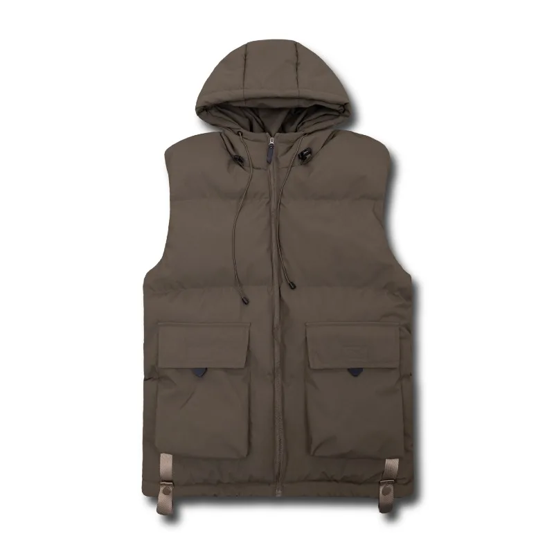 Зимние мужские уличные жилеты большого размера с капюшоном для спорта и отдыха, спецодежда, жилет для мужчин, свободные тактические жилеты, мужская куртка в стиле ретро 2025