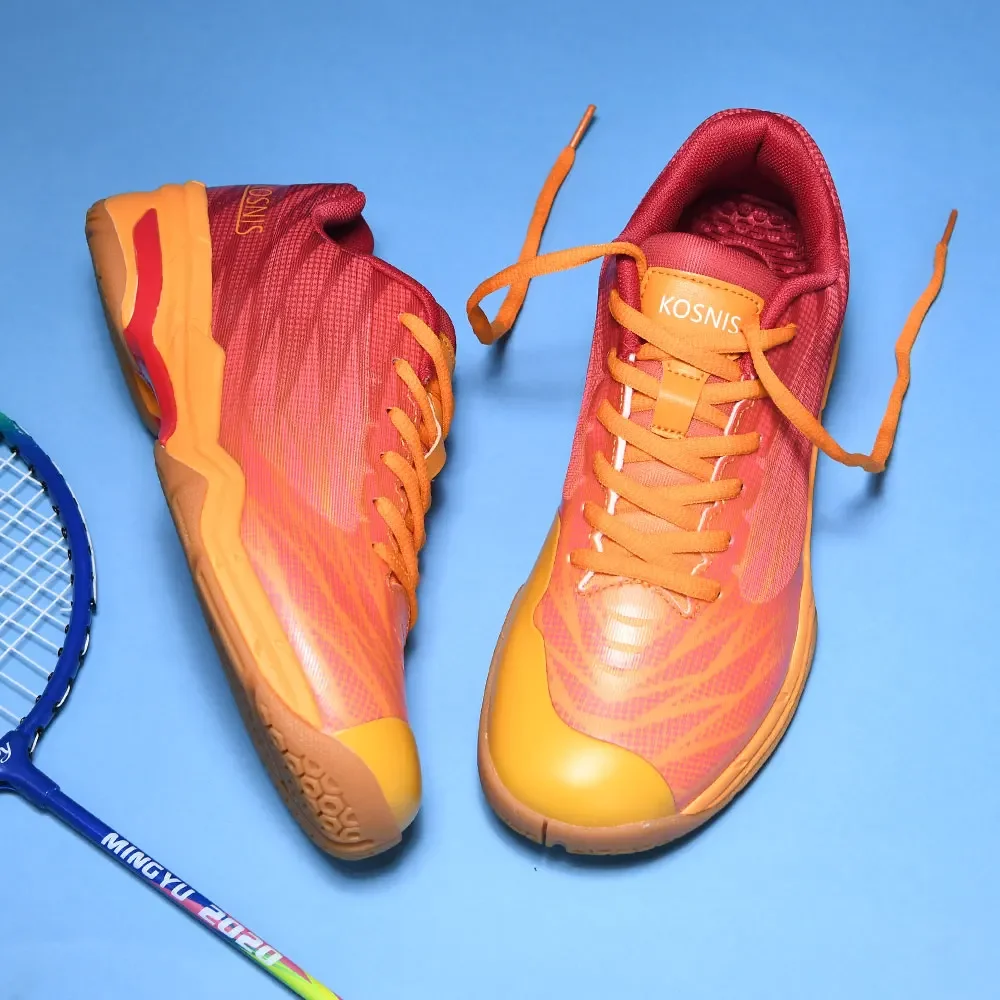 Professional Unisex Badminton Tennis Sport Shoes Orange Men Table Tennis Sneakers Anti-slippery Women Volleyball Shoes 329