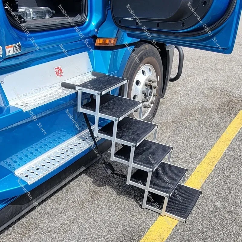 5-6 Step Dog Ramp Pet Stairs, Non-Slip Aluminum Frame Cat Ladder for Bed Truck SUV Support 200lbs