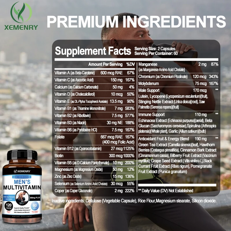 Multivitamínico Masculino 120 Cápsulas Multivitamínico Próstata Masculino Multimineral Diário