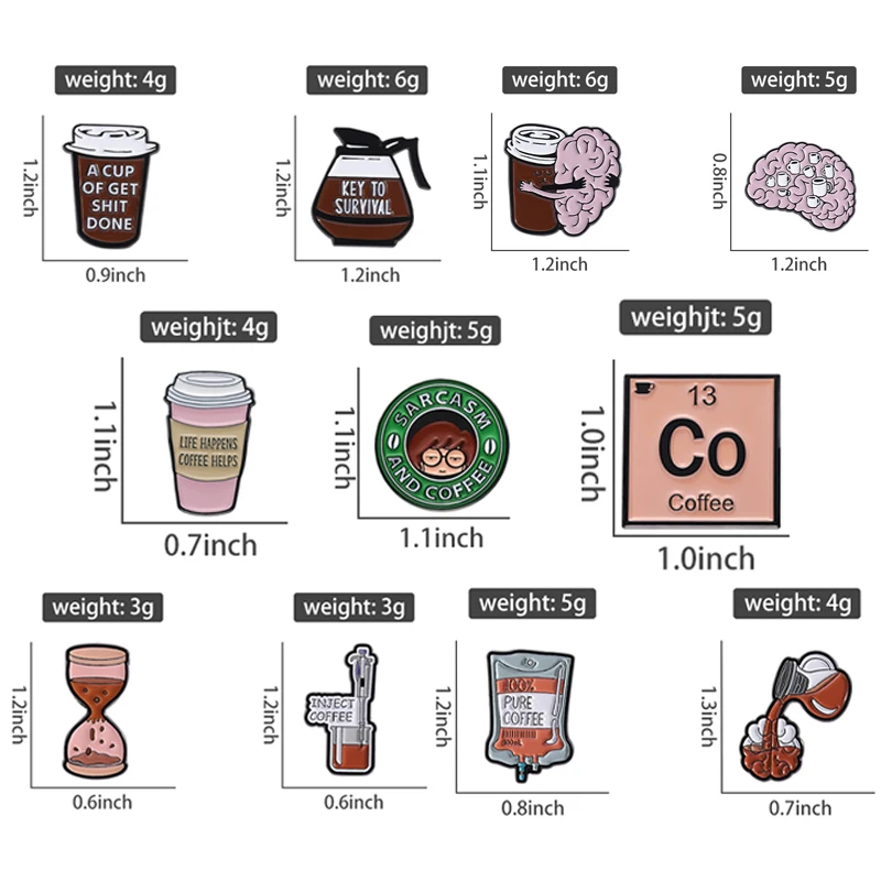 100% Pure Coffee Iv Bag For Medical Enamel Pins Coffee Filling Brain Inject Key To Survival Coffee Brooch Lapel Badge Jewelry - view 2