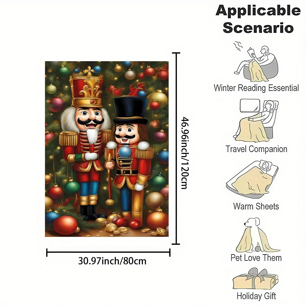 Cozy Christmas Throw Blanket Santa King Xmas Holiday Fleece Decor Winter Gift for Living Room Home Decor