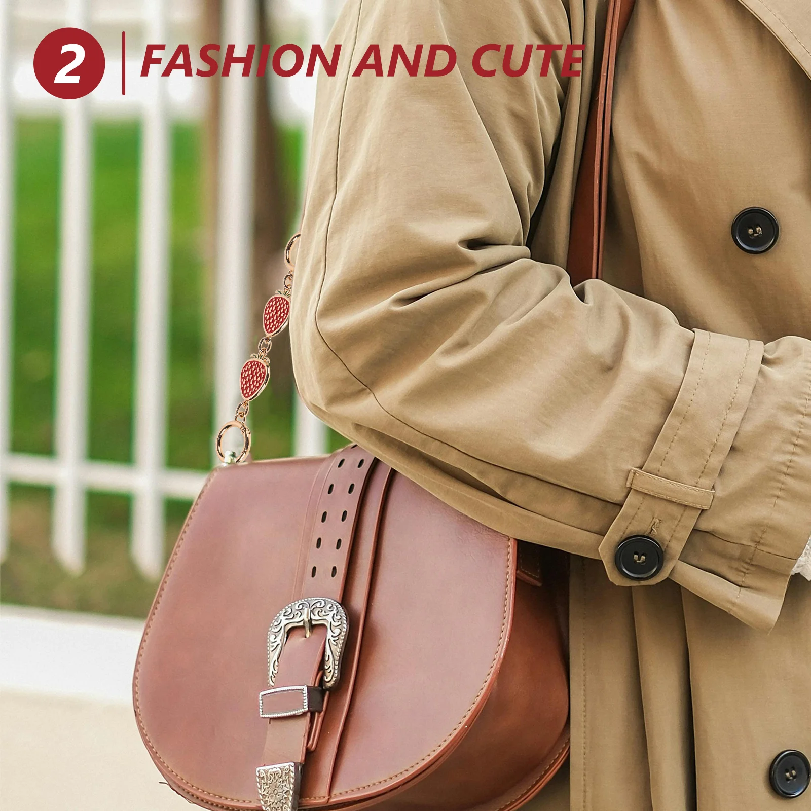 

Strawberry Pattern Bag Chain Zinc Alloy Purse Strap Extender Replacement Handbag Chain Extension Crossbody Shoulder Strap