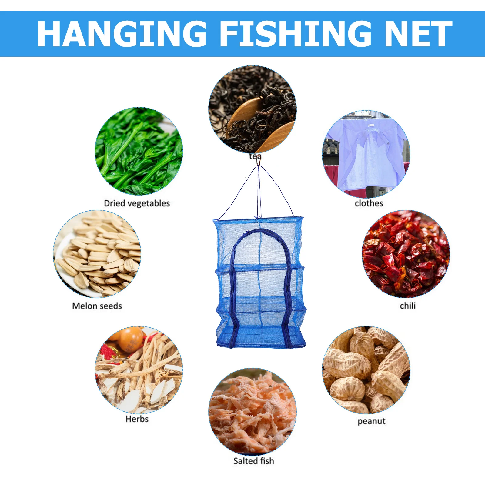 

Fish Cage Network Vegetable Drying Mesh Hanging Rack Coat Hanger Fruit for Extra Large Herb Dehydrator Nylon Fishing