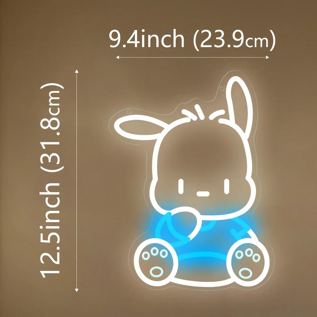 Pochacco ป้ายนีออนน่ารัก LED หรี่แสงได้ Night Light สําหรับห้องนอนเกม Room Wall Decor USB Power วัยรุ่นของขวัญวันเกิดเพื่อน