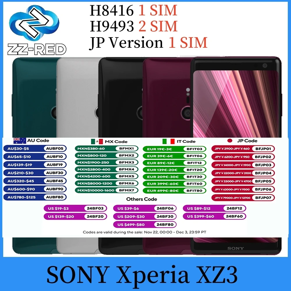 Original Sony Xperia XZ3 4G LTE Mobile Phone JP Version H8416 H9493 6.0