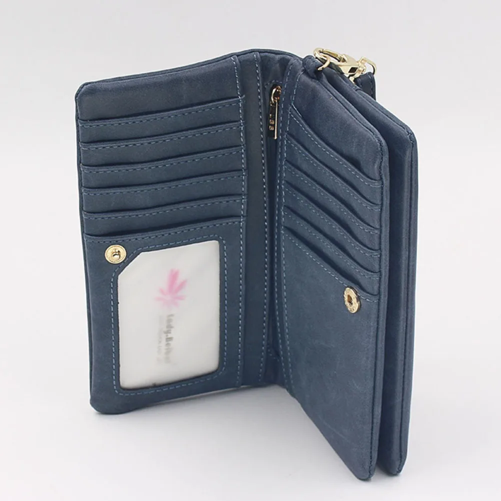 Long Lady Wallet Premium Pu Material Multiple Card Slots Zipper Closure Woman Storage Wallet For Women Blue Handbag Purse