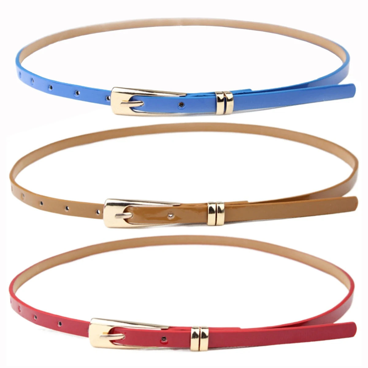 105cm Fashion Candy Color PU Waist Belt for Women Decorative Belts Womens Accessories