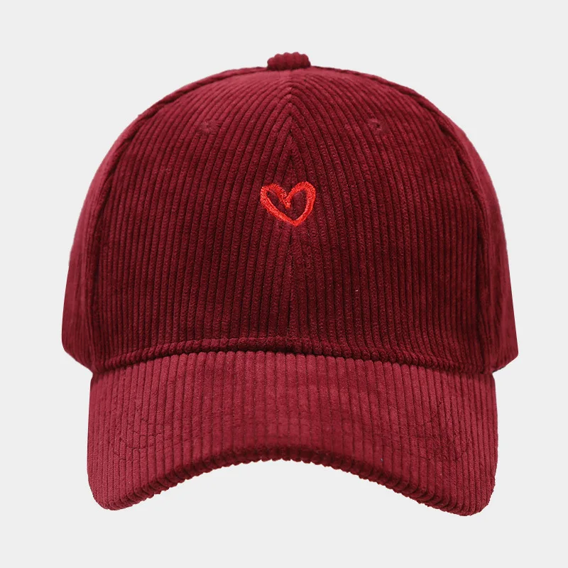 Neue Little Love bestickte Cord-Baseballmütze für Frühling und Herbst, koreanische Mode für Damen, einfacher Sonnenhut, Outdoor-Casual-Kappen – Detail 9