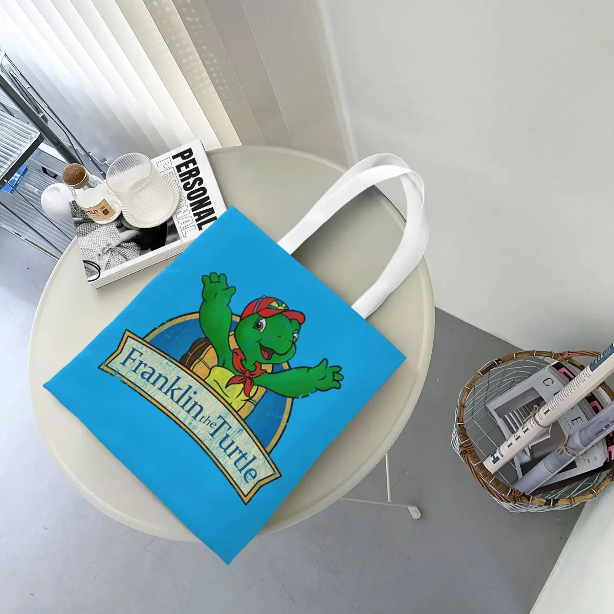 

Vintage Franklin The Turtle Shopping Bags Canvas The Tote Bag Reusable for Women Shoulder Tote Travel Handbag