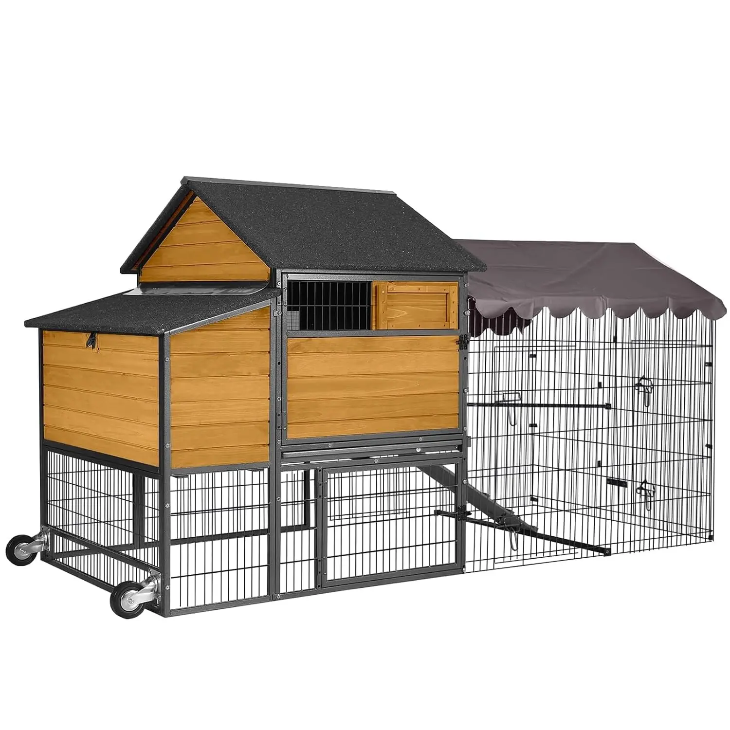 

Chicken Coop 85" Super Large Mobile Chicken House with Strong Iron Frame Outdoor Poultry Cage with Nesting Box,, Customized