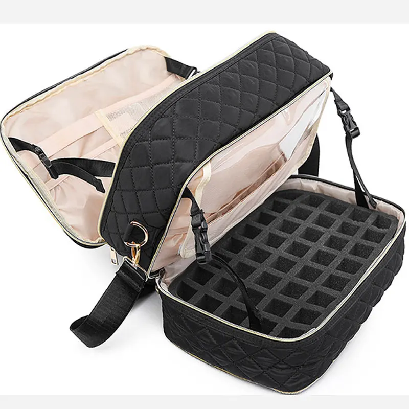 Sac de rangement de vernis à ongles à 3 couches, sac d'huile essentielle, grand sac à bandoulière Portable, outil de soins des ongles cosmétiques, Kit de soins des ongles, boîte de rangement