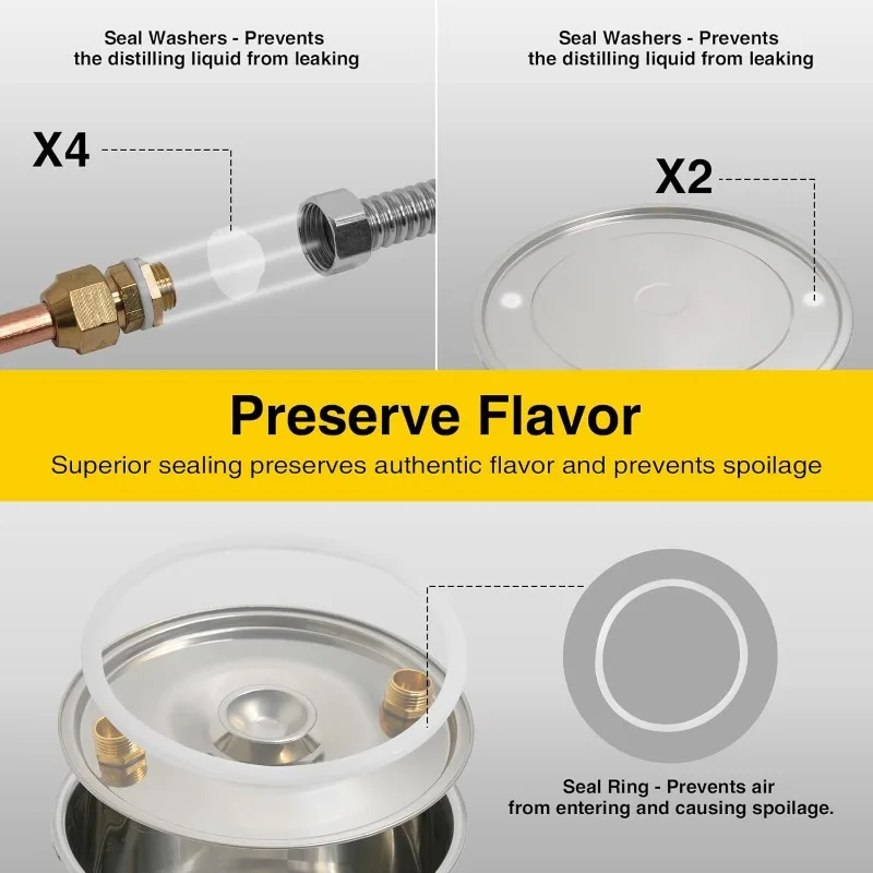 أداة تقطير الكحول سعة 19 لترًا، أنبوب نحاسي من الفولاذ المقاوم للصدأ، براندي ويسكي للمشروب المنزلي #5