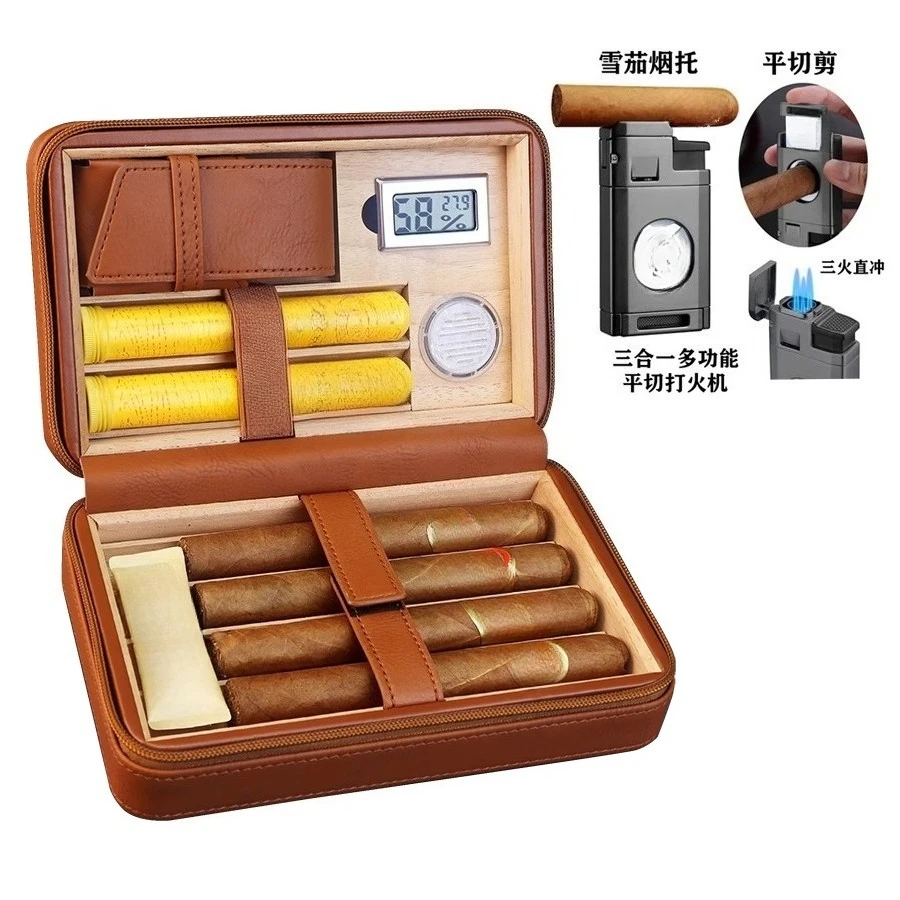 

Humidor Портативный увлажняющий крем для сигар из кедрового дерева Портативная дорожная сумка Большая вместительная сумка для сигар