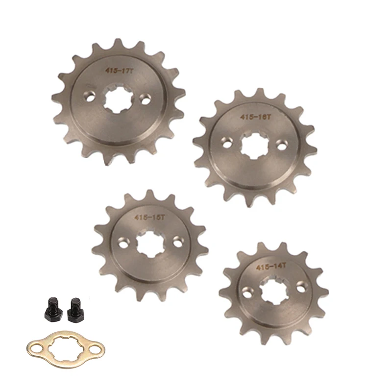 Cadena de motocicleta 415, piñones delanteros de 14/15/16/17 dientes, engranaje de transmisión de 17mm para motocross, ciclomotor motorizado, cuatrimoto, pieza para ATV