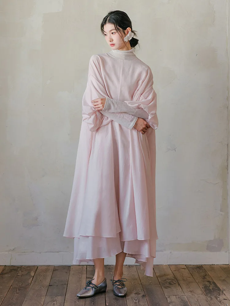 تنورة بلو وايت ثقيلة الوزن للغاية تقريبًا 0 أمتار وردي عاري كبير سوينغ دكتور من الصوف المحبوك على شكل حرف a طويلة Sve جولة Ne