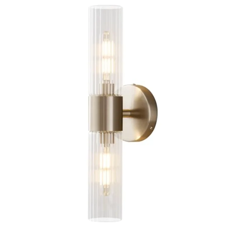 Bathroom Light Fixtures 2-Light Modern Vanity Light for Bathroom Wall Sconce Bath Light with Glass Rods Shades for Mirror Bedro