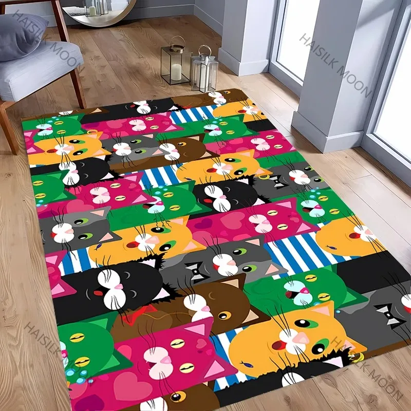 

Abstract Style Cat Patter Indoor Carpet Rug for Bedroom Living Room Kitchen Floor Mats Home Decor Non-Slip Floor Pad Rug Gift
