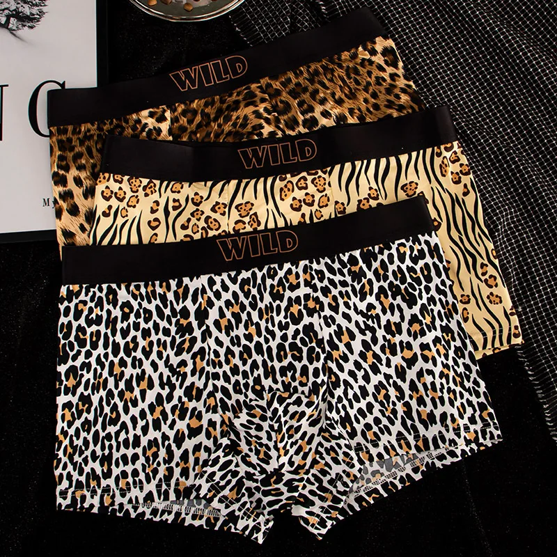 EXILIENS New Leopard 1pcs/3pcs Boxer Men Underwear Hot Underpant Mens Boxers Masculinas BoxerShorts Man Panties Size L-3XL KX735