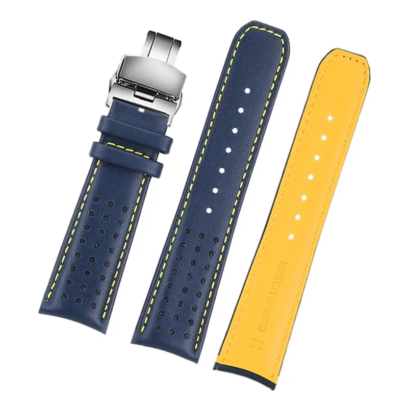 22mm 23mm cowhide watch strap For CITIZEN Blue Angel Radio Wave Watch band AT8020-54L/8020-03L/JY8078 Curved end Watch bracelet