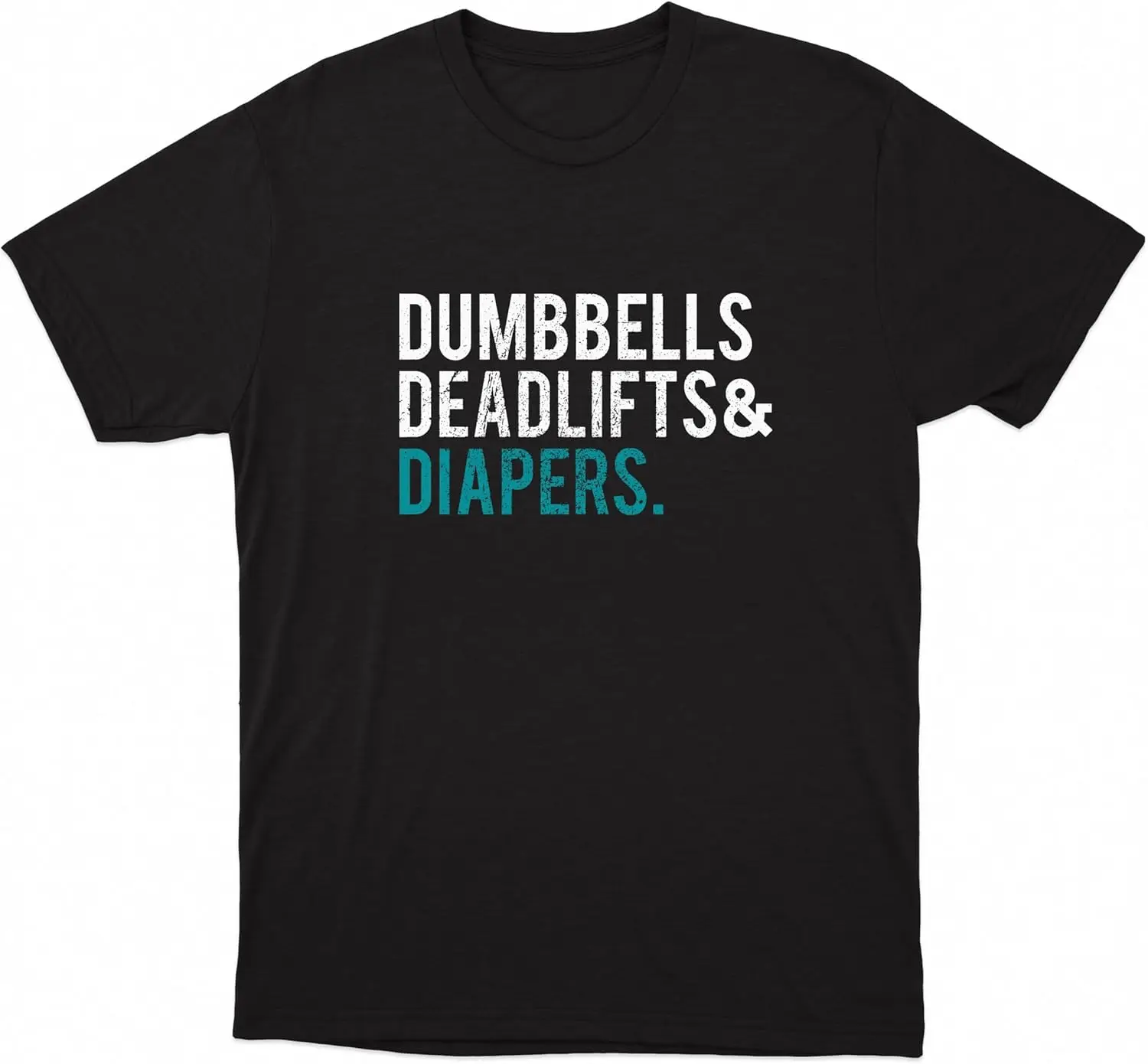 Original Dumbbells, Deadlifts & Diapers Dad Gift Shirt (Black) - New Dad Tee for Men with Kids or Baby