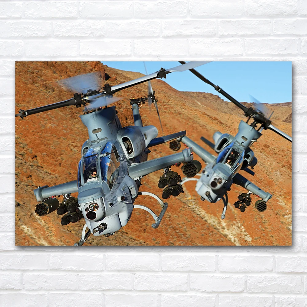 Viper AH-1Z Bell Attack Helicopter Poster for Home Decor Wall Art Aircraft Picture For Living Room Decor Canvas Painting