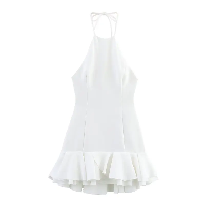 Verão 2025 Nova Moda Fena Versátil Vestido  com Camadas Decorativas e Decote Suspensório Estilo para o Trabalho Sem M...