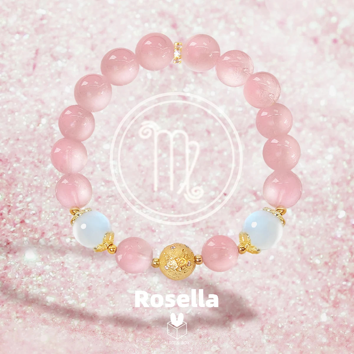 2024 Original Design Fashion Model Handmade Virgo Pink Crystal Constellation Natural Crystals Bracelet