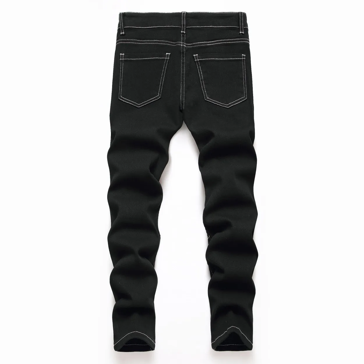 European American Motorcycle Boy Black Stretch Straight Jeans Kids Casual For Seasons Denim Pants Children Trousers 6-16