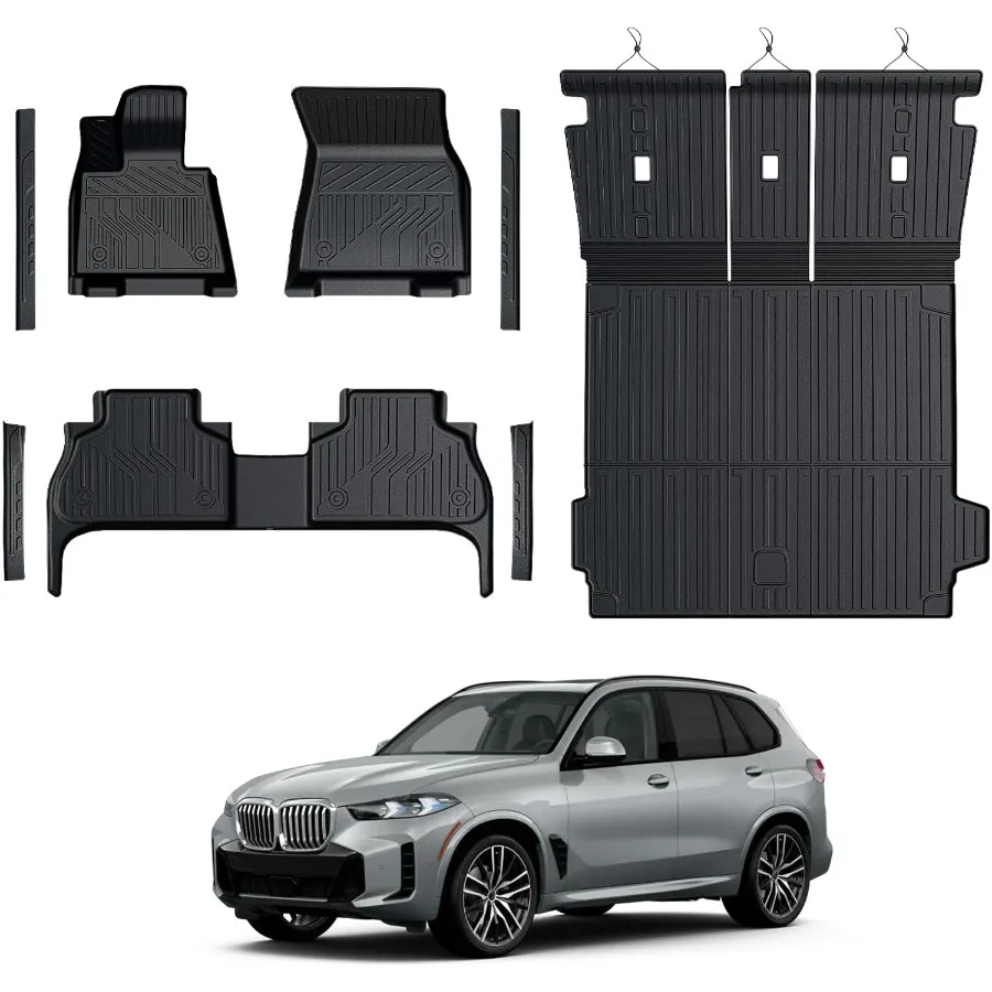 

Комплект ковриков для BMW X5 G05 20192025 2026 Только для 5-местных автомобильных аксессуаров Полный охват Всепогодные коврики с грузовым маслом