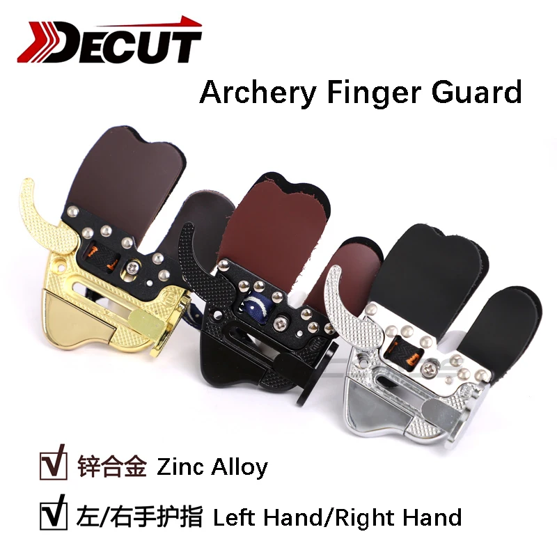 Decut PROMIX Archery Finger Guard Professional Zinc Alloy First Layer Cowhide Finger Tab Protection Recurve Bow Shooting Tool