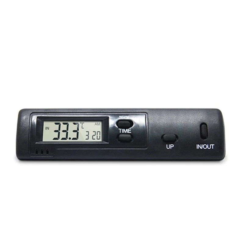 for DC 12V Digital Car Thermometer Display Electronic Clock Mini Thermometer LCD Backlight Indoor Outdoor Temperature Me