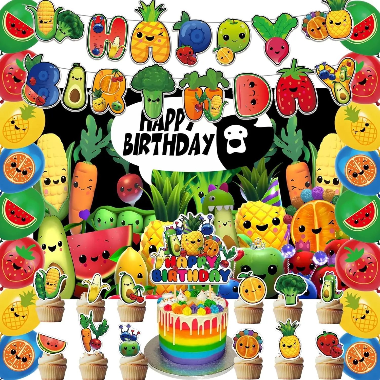 Hey bär sensorische frucht thema party liefert hey bär geburtstag bannner kuchen kupfer ballon sensorische party hintergrund geeignet geburtstags